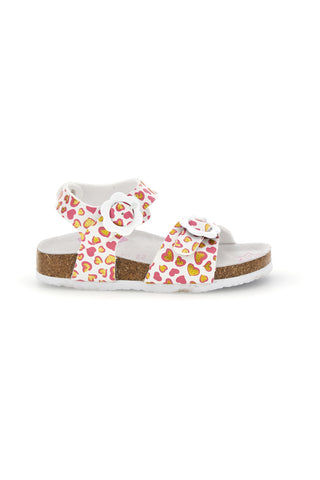 Weiße Sandalen mit Herzchen Print Pitt Kinder 14611