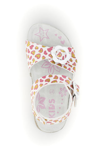 Weiße Sandalen mit Herzchen Print Pitt Kinder 14611