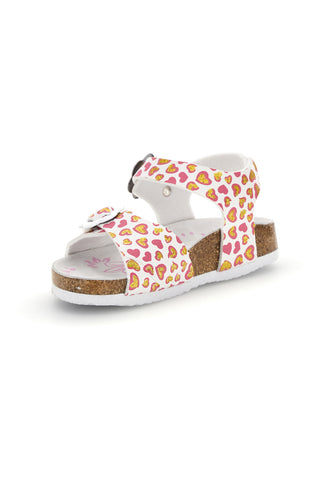 Weiße Sandalen mit Herzchen Print Pitt Kinder 14611