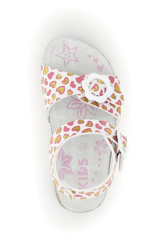 Weiße Sandalen mit Herzchen Print Pitt Kinder 14611