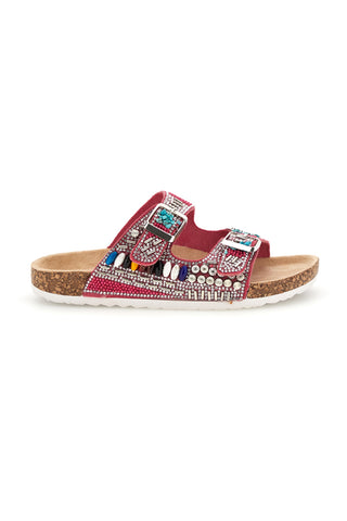 Ciabatte Bordeaux con Strass e Doppia Fibbia Pitt kids 14404