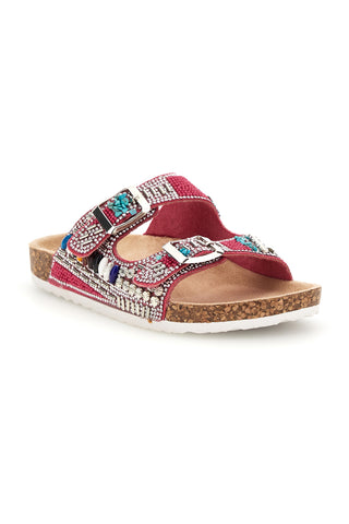 Ciabatte Bordeaux con Strass e Doppia Fibbia Pitt kids 14404