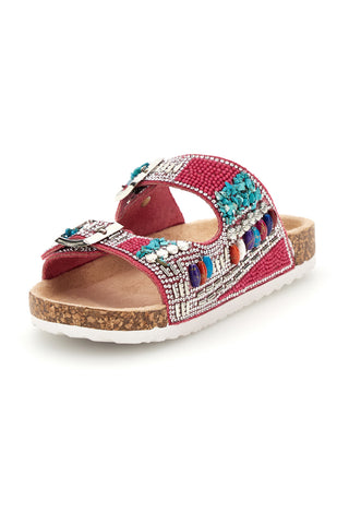 Ciabatte Bordeaux con Strass e Doppia Fibbia Pitt kids 14404