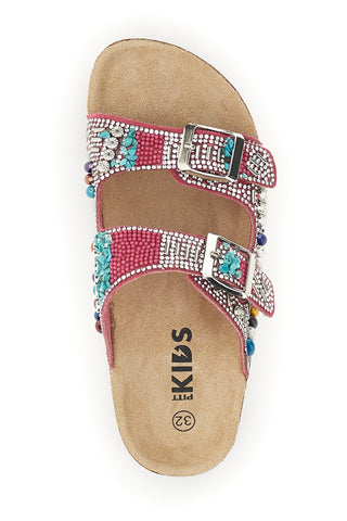 Ciabatte Bordeaux con Strass e Doppia Fibbia Pitt kids 14404