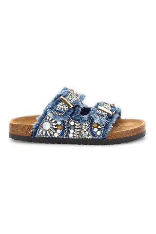 Ciabatte Blu con Strass e Doppia Fibbia Pitt kids 14613