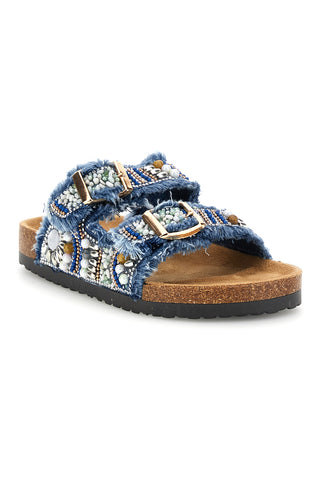 Blaue Hausschuhe mit Strasssteinen und doppelter Schnalle Pitt kids 14613
