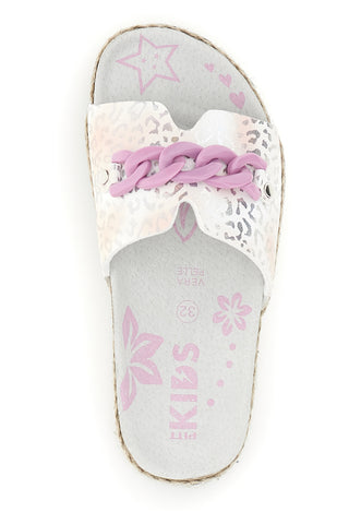 Ciabatte Bianche con Applicazione Floreale Pitt kids 14436