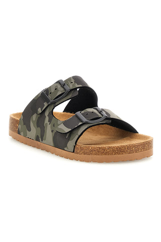 Grüne Camouflage Hausschuhe mit Doppelschnalle Pitt Kinder 14606