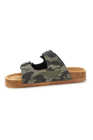 Grüne Camouflage Hausschuhe mit Doppelschnalle Pitt Kinder 14606
