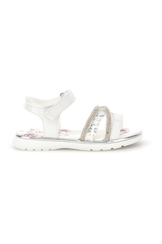 Sandali bianchi con strass e chiusura a strappo Grazie girl 15101