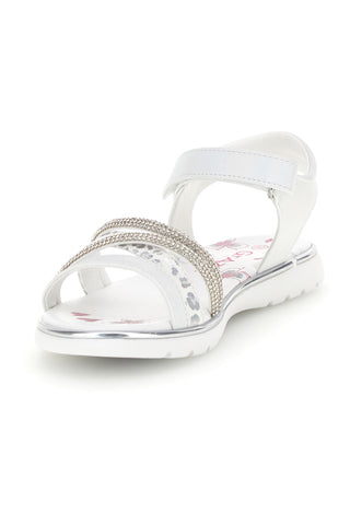 Sandali bianchi con fascia brillante e strappo Grazie girl 15101