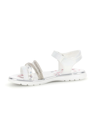 Sandali bianchi con fascia brillante e strappo Grazie girl 15101
