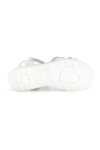 Sandali bianchi con fascia brillante e strappo Grazie girl 15101