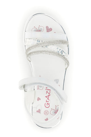 Sandali bianchi con fascia brillante e strappo Grazie girl 15101