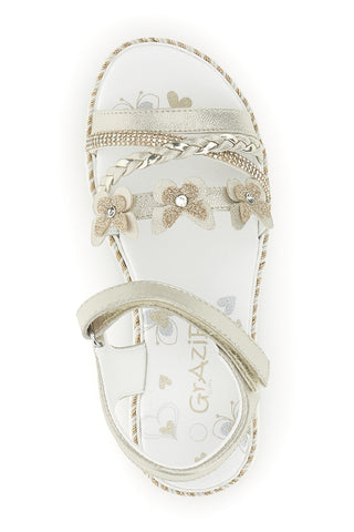 Sandali platino con farfalle e strass Grazie girl 15022