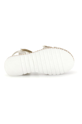 Sandali beige con strappo in velcro e applicazioni floreali Grazie girl 15022