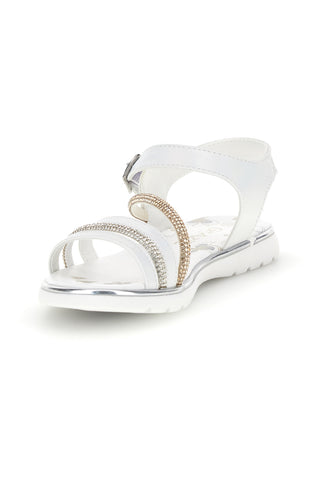 Sandali bianchi con strass e cinturino alla caviglia Grazie girl 15102
