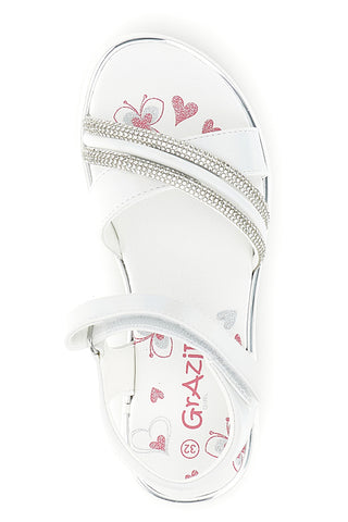 Weiße Sandalen mit glänzenden Details auf der Vorderseite Thank you girl 15103