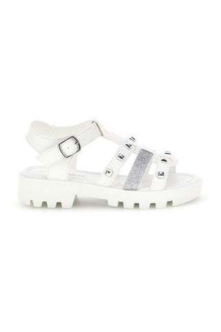 Sandali bianchi con borchie e glitter Grazie girl 15105