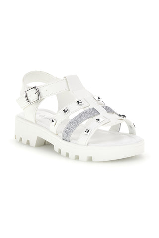Sandali bianchi con borchie e glitter Grazie girl 15105