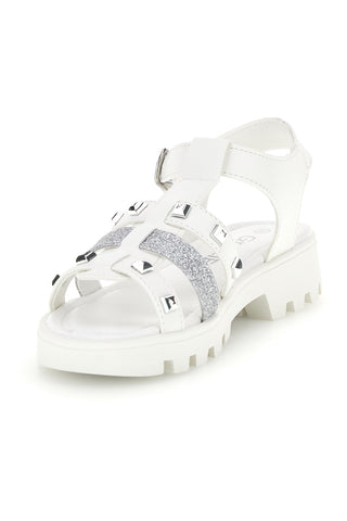 Sandali bianchi con borchie e glitter Grazie girl 15105