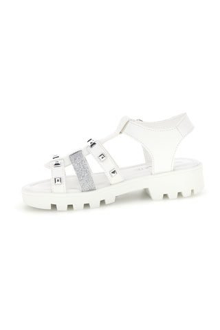 Sandali bianchi con borchie e glitter Grazie girl 15105
