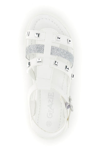 Sandali bianchi con borchie e glitter Grazie girl 15105