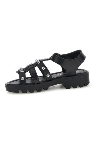 Schwarze Sandalen mit Nieten und Glitzer Thank you girl 15105
