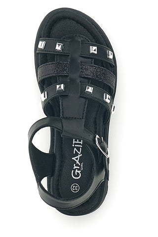 Schwarze Sandalen mit Nieten und Glitzer Thank you girl 15105