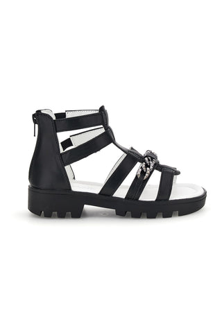 Schwarze Sandalen mit Hufeisen und Reißverschluss Thank you girl 14355
