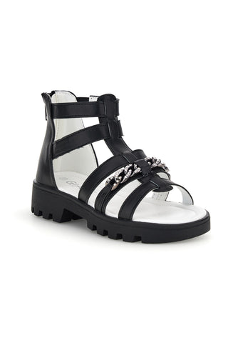 Schwarze Sandalen mit Hufeisen und Reißverschluss Thank you girl 14355
