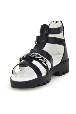 Schwarze Sandalen mit Hufeisen und Reißverschluss Thank you girl 14355