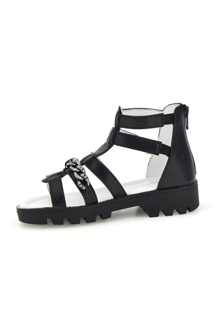 Schwarze Sandalen mit Hufeisen und Reißverschluss Thank you girl 14355