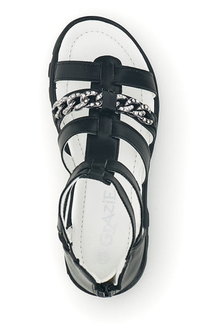 Schwarze Sandalen mit Hufeisen und Reißverschluss Thank you girl 14355