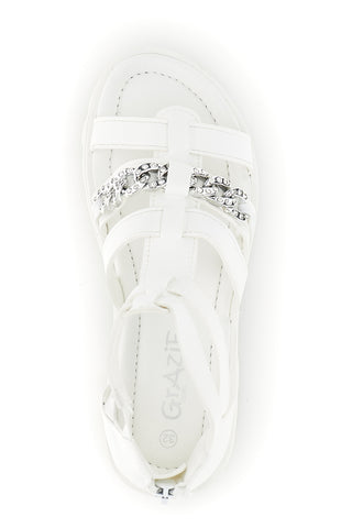 Sandali bianchi con morsetto e cerniera Grazie girl 14355