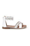 Sandali bianchi con fasce incrociate glitter e cerniera Grazie girl 15023