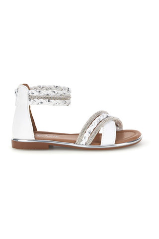 Sandali bianchi con fasce incrociate glitter e cerniera Grazie girl 15023