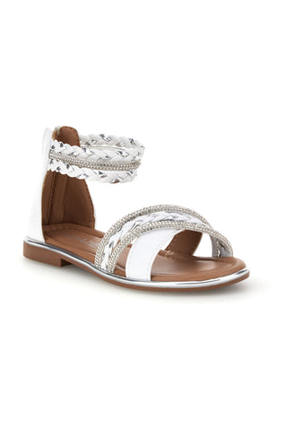 Sandali bianchi con fasce incrociate glitter e cerniera Grazie girl 15023