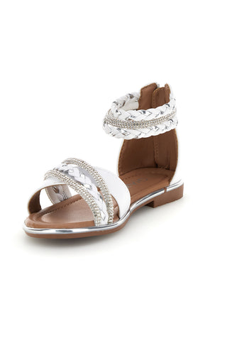 Sandali bianchi con fasce incrociate glitter e cerniera Grazie girl 15023