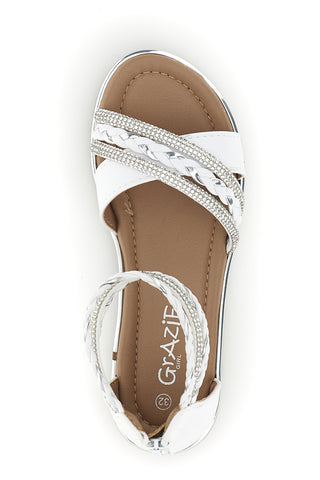 Sandali bianchi con fasce incrociate glitter e cerniera Grazie girl 15023