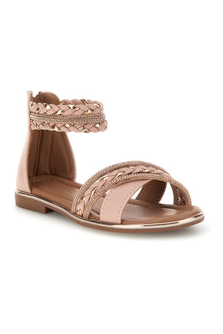 Sandali rosa con fasce incrociate glitter e cerniera Grazie girl 15023