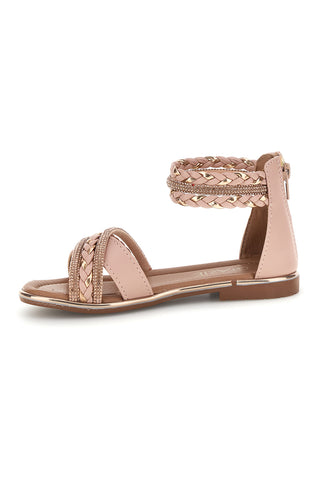 Sandali rosa con fasce incrociate glitter e cerniera Grazie girl 15023