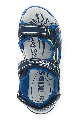 Blaue Sandalen mit kontrastierenden Details und Riemenverschluss Pitt kids 15115