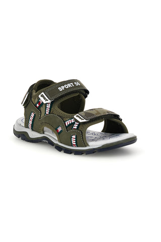 Sandali verdi con dettagli a contrasto e chiusura a strappo Pitt kids 15117