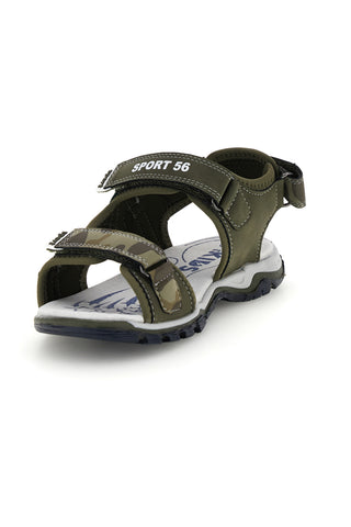 Sandali verdi con dettagli a contrasto e chiusura a strappo Pitt kids 15117