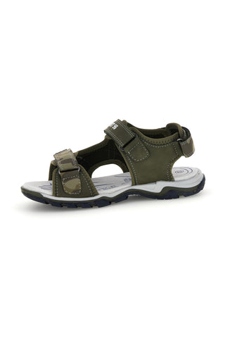 Sandali verdi con dettagli a contrasto e chiusura a strappo Pitt kids 15117