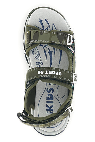 Sandali verdi con dettagli a contrasto e chiusura a strappo Pitt kids 15117