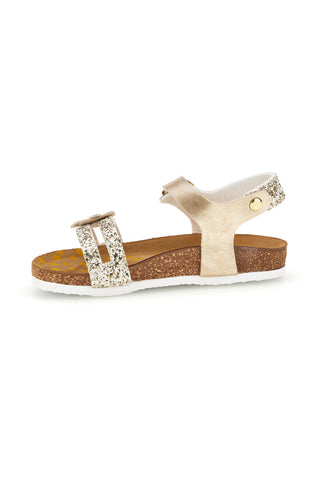Goldfarbene Sandalen aus echtem Leder mit Glitzer Pittarello bio 257A007SR