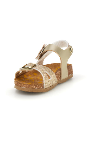 Sandali platino oro brillante con fibbie Pittarello bio 257A084SR