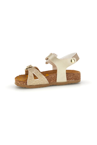 Sandali platino oro brillante con fibbie Pittarello bio 257A084SR